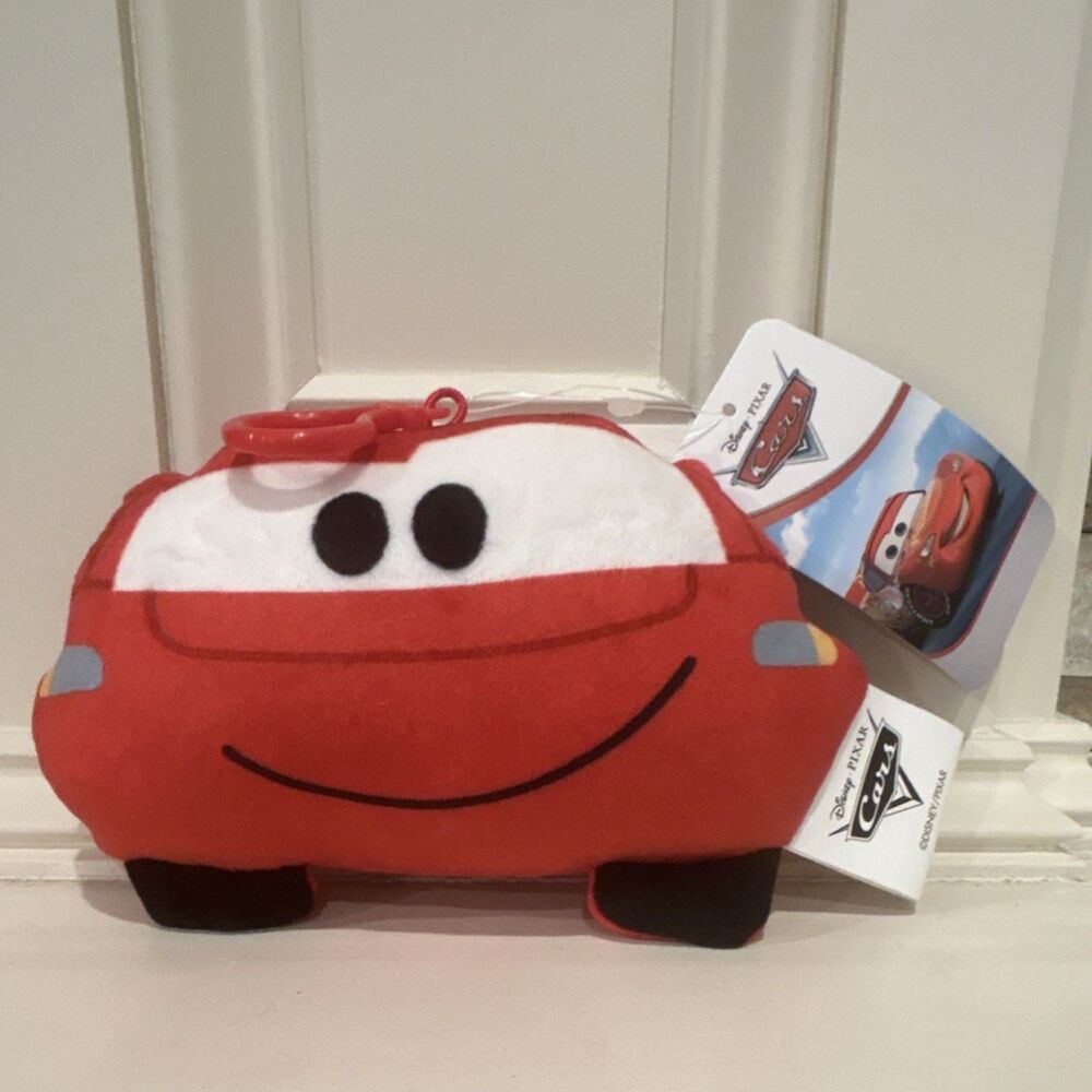 Disney Pixar Cars Lightning McQueen Mini Plush Clip-On Stuffed Toy Red